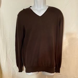 VALENTINO Men’s Brown Merino Wool V Neck Sweater Sz M